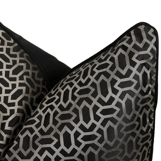 TAURUS Black and Silver Abstract Cushion Cover