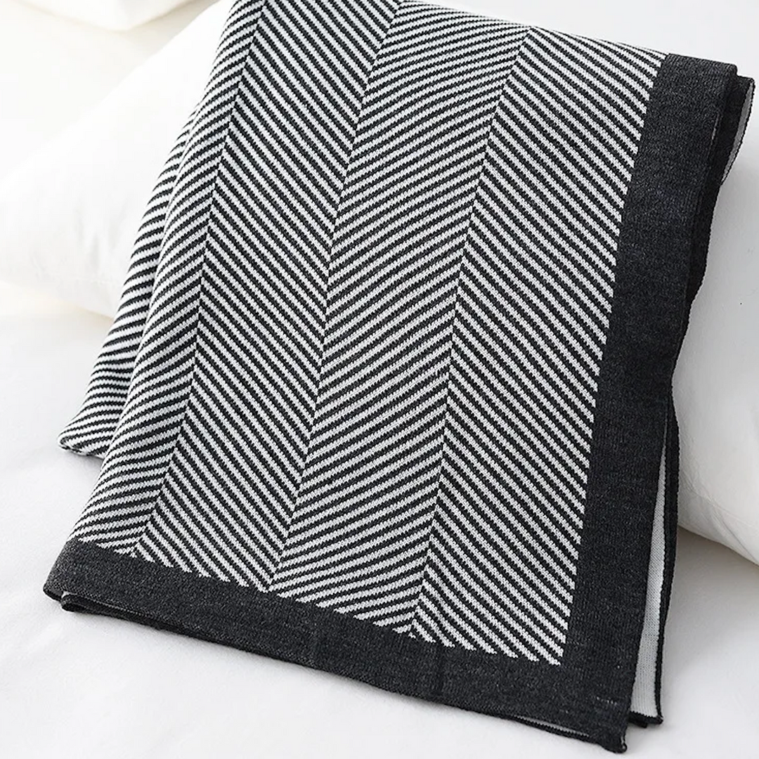 Herringbone Black Blanket