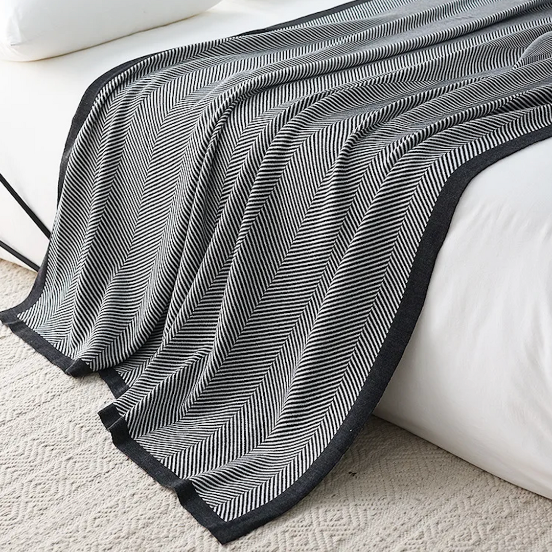 Herringbone Black Blanket